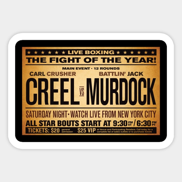 Creel VS. Murdock Sticker by Artboy